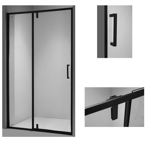 DRZWI PRYSZNICOWE UCHYLNE SH08A DO WNĘKI CZARNE 80 CM 6 MM DRZWI PRYSZNICOWE UCHYLNE SH08A DO WNĘKI CZARNE 80 CM 6 MM