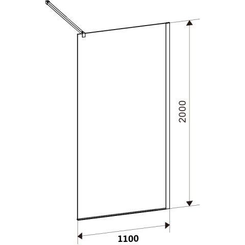 ŚCIANKA PRYSZNICOWA SH05E CZARNA 110 CM 8 MM