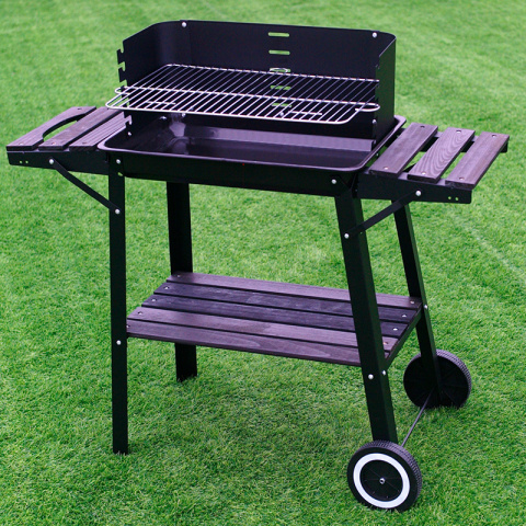 GRILL OGRODOWY WĘGLOWY Z OSŁONĄ I PÓŁKAMI VL06 CZARNY GRILL OGRODOWY WĘGLOWY Z OSŁONĄ I PÓŁKAMI VL06 CZARNY