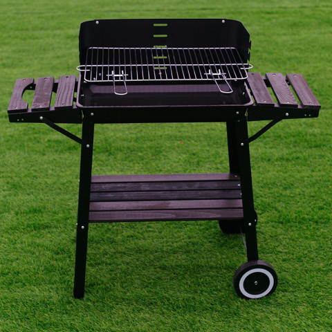 GRILL OGRODOWY WĘGLOWY Z OSŁONĄ I PÓŁKAMI VL06 CZARNY GRILL OGRODOWY WĘGLOWY Z OSŁONĄ I PÓŁKAMI VL06 CZARNY