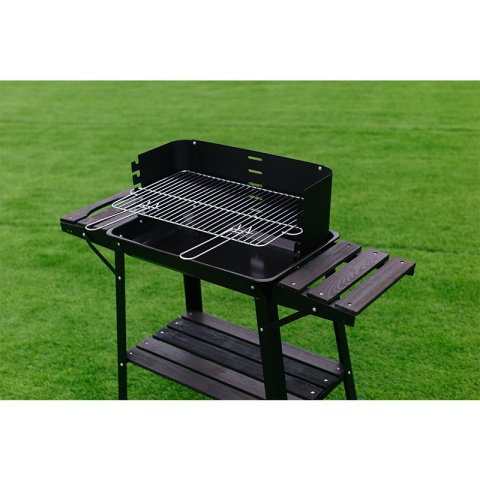GRILL OGRODOWY WĘGLOWY Z OSŁONĄ I PÓŁKAMI VL06 CZARNY GRILL OGRODOWY WĘGLOWY Z OSŁONĄ I PÓŁKAMI VL06 CZARNY