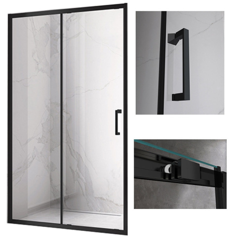 DRZWI PRYSZNICOWE KZ14C CZARNE 115-120 CM 6 MM DRZWI PRYSZNICOWE KZ14C CZARNE 115-120 CM 6 MM