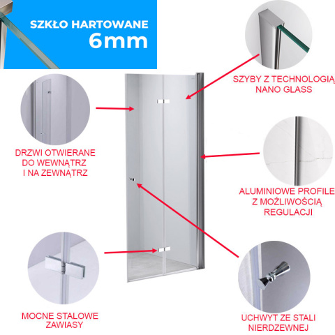DRZWI PRYSZNICOWE SH01D CHROM 110 CM 6 MM DRZWI PRYSZNICOWE SH01D CHROM 110 CM 6 MM