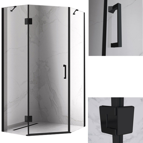 KABINA PRYSZNICOWA PIĘCIOKĄTNA KZ10B CZARNA 90x90 CM KABINA PRYSZNICOWA PIĘCIOKĄTNA KZ10B CZARNA 90x90 CM