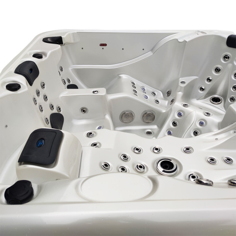 JACUZZI OGRODOWE WANNA SPA403 BIAŁA PERŁA OBUDOWA ANTRACYT 230x230 CM