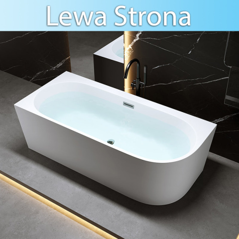 WANNA WOLNOSTOJĄCA PRZYŚCIENNA MERA 509B LEWA BIAŁA PRZELEW CHROM 150x75 CM WANNA WOLNOSTOJĄCA PRZYŚCIENNA MERA 509B LEWA BIAŁA PRZELEW CHROM 150x75 CM