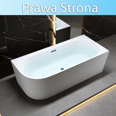 WANNA WOLNOSTOJĄCA PRZYŚCIENNA MERA 509B PRAWA BIAŁA PRZELEW CHROM 150x75 CM WANNA WOLNOSTOJĄCA PRZYŚCIENNA MERA 509B PRAWA BIAŁA PRZELEW CHROM 150x75 CM