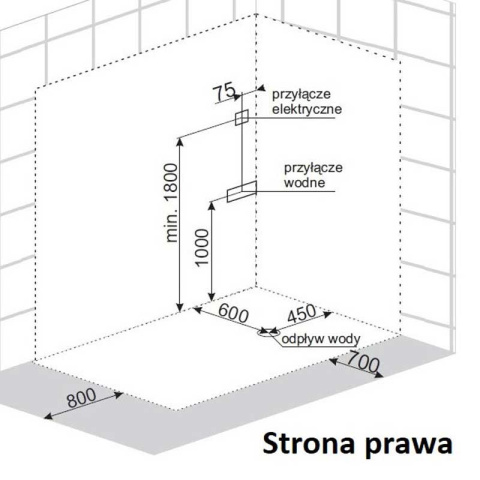 KABINA PRYSZNICOWA Z HYDROMASAŻEM I SAUNĄ WSH7106RWS PRAWA BIAŁA 120x80 CM