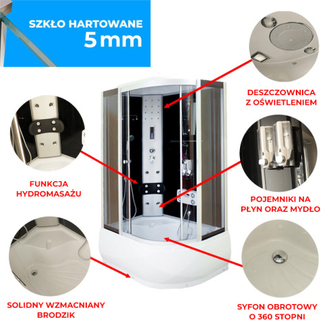 KABINA PRYSZNICOWA Z HYDROMASAŻEM I SAUNĄ WSH7106LS LEWA 120x80 CM KABINA PRYSZNICOWA Z HYDROMASAŻEM I SAUNĄ WSH7106LS LEWA 120x80 CM