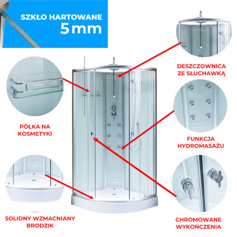 KABINA PRYSZNICOWA Z HYDROMASAŻEM WSH7703A CHROM 80x80 CM KABINA PRYSZNICOWA Z HYDROMASAŻEM WSH7703A CHROM 80x80 CM