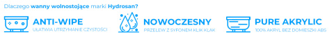 WANNA WOLNOSTOJĄCA PRZYŚCIENNA SOFIA 515C BIAŁA PRZELEW CHROM 160x75 CM WANNA WOLNOSTOJĄCA PRZYŚCIENNA SOFIA 515C BIAŁA PRZELEW CHROM 160x75 CM