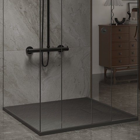 BRODZIK PRYSZNICOWY KAMIENNY KWADRATOWY SLIM JUKO CZARNY 80x80 CM BRODZIK PRYSZNICOWY KAMIENNY KWADRATOWY SLIM JUKO CZARNY 80x80 CM