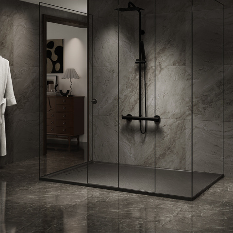 BRODZIK PRYSZNICOWY KAMIENNY PROSTOKĄTNY SLIM DEKO CZARNY 130x90 CM BRODZIK PRYSZNICOWY KAMIENNY PROSTOKĄTNY SLIM DEKO CZARNY 130x90 CM