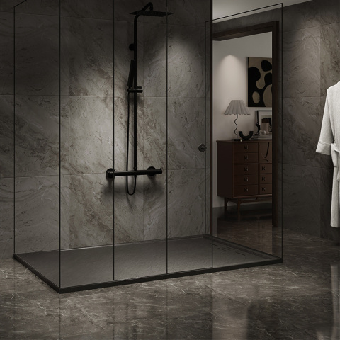 BRODZIK PRYSZNICOWY KAMIENNY PROSTOKĄTNY SLIM DEKO CZARNY 130x80 CM BRODZIK PRYSZNICOWY KAMIENNY PROSTOKĄTNY SLIM DEKO CZARNY 130x80 CM