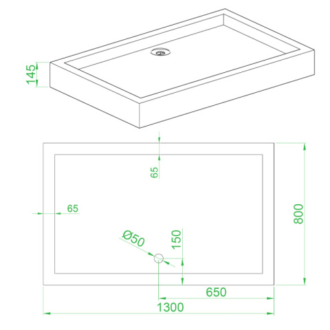 BRODZIK PRYSZNICOWY PROSTOKĄTNY WYSOKI SXL03F BIAŁY 130x80 CM