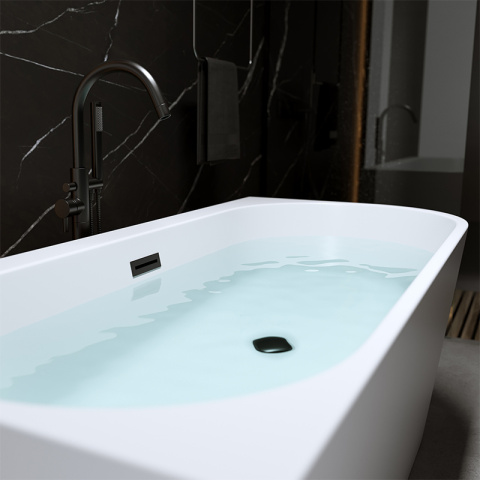 WANNA WOLNOSTOJĄCA PRZYŚCIENNA MERA 509D LEWA BIAŁA PRZELEW CZARNY 170x75 CM WANNA WOLNOSTOJĄCA PRZYŚCIENNA MERA 509D LEWA BIAŁA PRZELEW CZARNY 170x75 CM