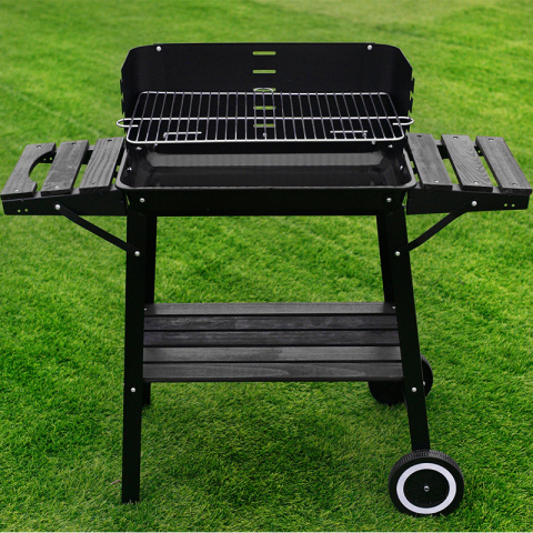 GRILL OGRODOWY WĘGLOWY Z OSŁONĄ I PÓŁKAMI VL06 CZARNY GRILL OGRODOWY WĘGLOWY Z OSŁONĄ I PÓŁKAMI VL06 CZARNY
