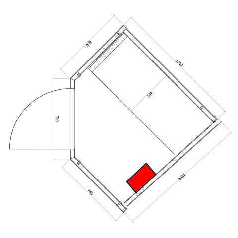 SAUNA FIŃSKA WYSOKOTEMPERATUROWA Z PIECEM BODO2/HARVIA 3,5KW 1-2 OSOBOWA 120x120 CM