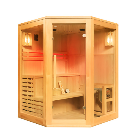 SAUNA FIŃSKA WYSOKOTEMPERATUROWA Z PIECEM BODO4/HARVIA 6KW 4-5 OSOBOWA 150x150 CM