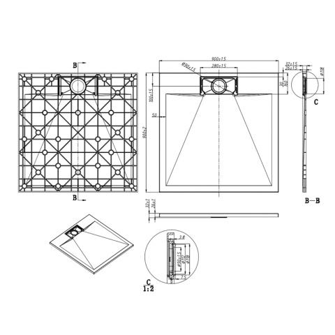 BRODZIK PRYSZNICOWY KAMIENNY KWADRATOWY SLIM MIKO BIAŁY 90x90 CM BRODZIK PRYSZNICOWY KAMIENNY KWADRATOWY SLIM MIKO BIAŁY 90x90 CM