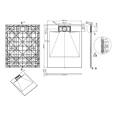 BRODZIK PRYSZNICOWY KAMIENNY PROSTOKĄTNY SLIM MIKO BIAŁY 100x80 CM