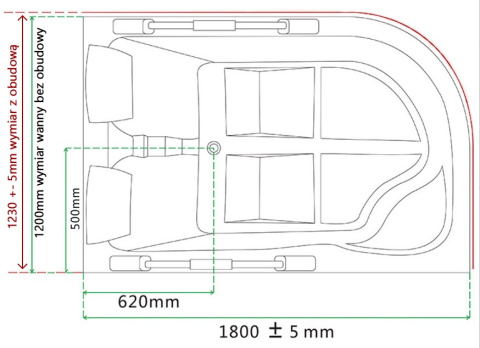 WANNA Z HYDROMASAŻEM VENEZIA 761 CZARNA FALA LEWA 180x120 CM WANNA Z HYDROMASAŻEM VENEZIA 761 CZARNA FALA LEWA 180x120 CM