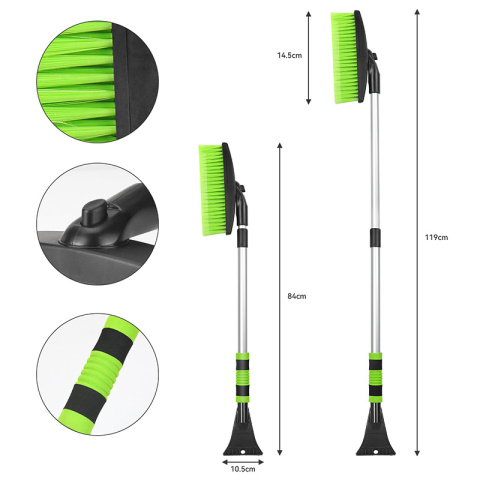 SZCZOTKA SKROBACZKA DO SAMOCHODU 2W1 TELESKOPOWA REGULOWANA VENOM CZARNO-ZIELONA 73-109 CM