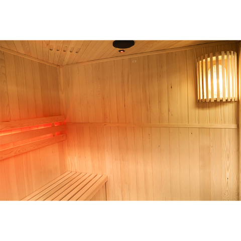 SAUNA FIŃSKA WYSOKOTEMPERATUROWA Z PIECEM BODO4/HARVIA 6KW 4-5 OSOBOWA 150x150 CM