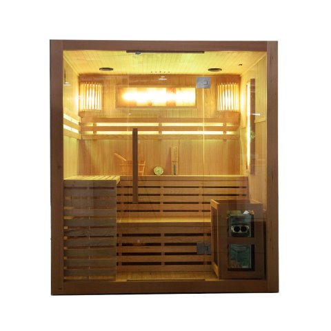 SAUNA FIŃSKA WYSOKOTEMPERATUROWA Z PIECEM KEMI5/HARVIA 6KW 4-5 OSOBOWA 180x160 CM