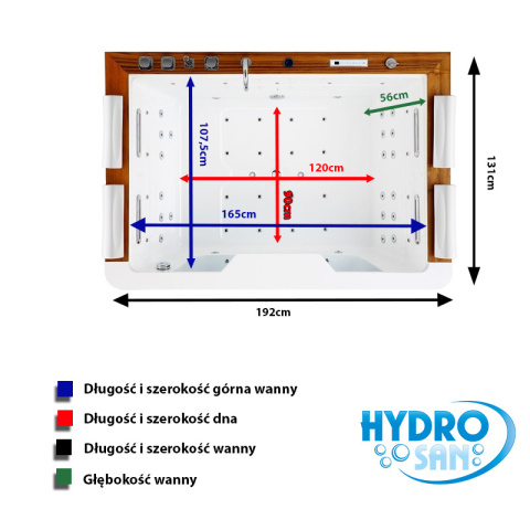 WANNA Z HYDROMASAŻEM ZEFIR 934 BIAŁA 192x131 CM WANNA Z HYDROMASAŻEM ZEFIR 934 BIAŁA 192x131 CM