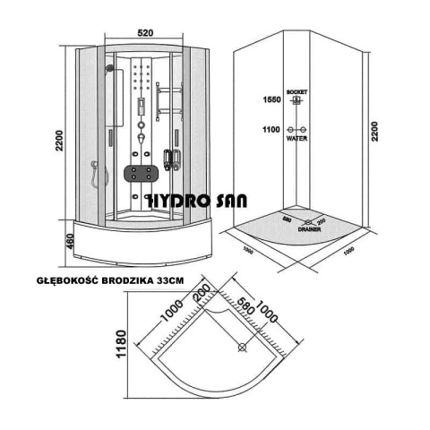 KABINA PRYSZNICOWA Z HYDROMASAŻEM LIMA 9911B BIAŁA 100x100 CM KABINA PRYSZNICOWA Z HYDROMASAŻEM LIMA 9911B BIAŁA 100x100 CM
