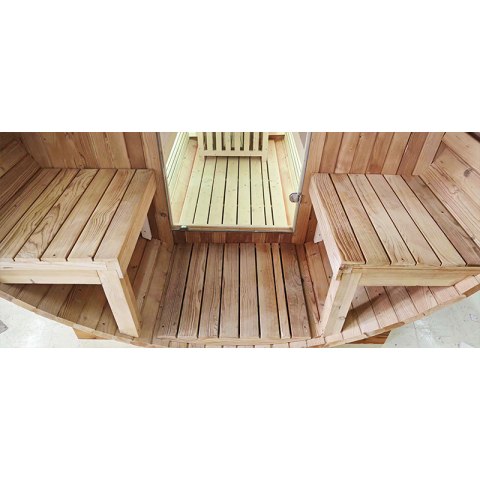 SAUNA OGRODOWA FIŃSKA BECZKA Z PIECEM TROMSO 4-6 OSOBOWA 210x210 CM