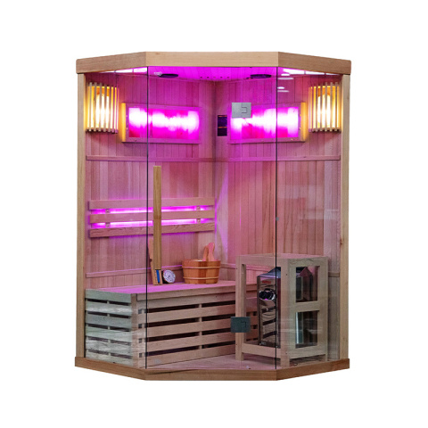 SAUNA FIŃSKA WYSOKOTEMPERATUROWA Z PIECEM KEMI2/HARVIA 3,5KW 1-2 OSOBOWA 120x120 CM