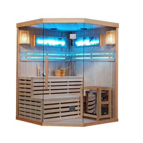 SAUNA FIŃSKA WYSOKOTEMPERATUROWA Z PIECEM KEMI4/HARVIA 6KW 4-5 OSOBOWA 150x150 CM