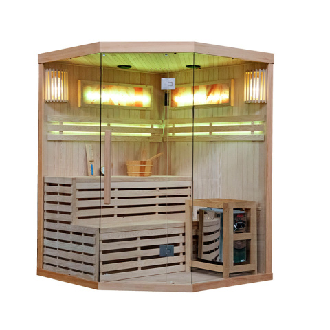 SAUNA FIŃSKA WYSOKOTEMPERATUROWA Z PIECEM KEMI4/HARVIA 6KW 4-5 OSOBOWA 150x150 CM