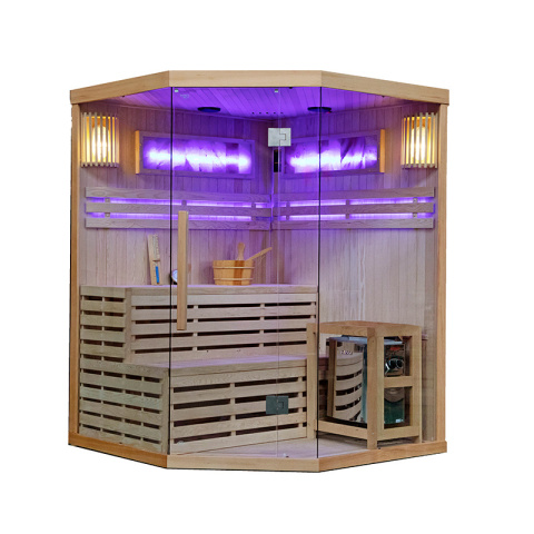 SAUNA FIŃSKA WYSOKOTEMPERATUROWA Z PIECEM KEMI4/HARVIA 6KW 4-5 OSOBOWA 150x150 CM