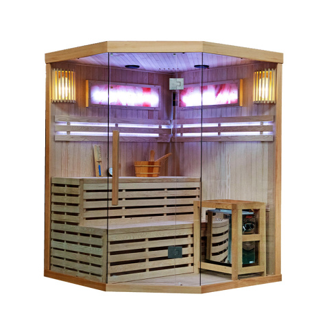 SAUNA FIŃSKA WYSOKOTEMPERATUROWA Z PIECEM KEMI4/HARVIA 6KW 4-5 OSOBOWA 150x150 CM