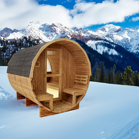 SAUNA OGRODOWA FIŃSKA BECZKA Z PIECEM ASKER 4-6 OSOBOWA 210x240 CM SAUNA OGRODOWA FIŃSKA BECZKA Z PIECEM ASKER 4-6 OSOBOWA 210x240 CM