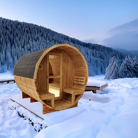 SAUNA OGRODOWA FIŃSKA BECZKA Z PIECEM ASKER 4-6 OSOBOWA 210x240 CM SAUNA OGRODOWA FIŃSKA BECZKA Z PIECEM ASKER 4-6 OSOBOWA 210x240 CM