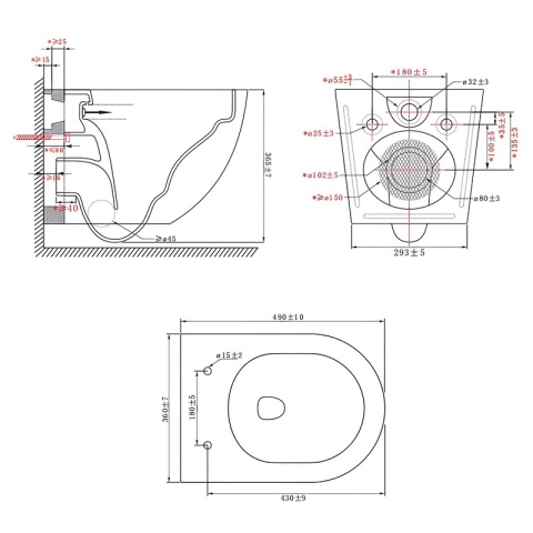 MISKA WC WISZĄCA RIMLESS PURO-WH-03 BIAŁA DESKA WOLNOOPADAJĄCA DUROPLAST