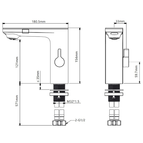 BATERIA ŁAZIENKOWA BEZDOTYKOWA F14-GR SZARA LCD