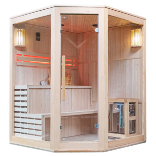 SAUNA FIŃSKA WYSOKOTEMPERATUROWA Z PIECEM BODO7/HARVIA 8KW 5-6 OSOBOWA 180x180 CM