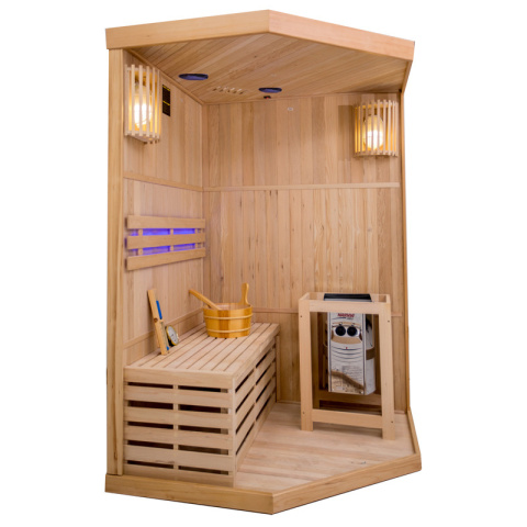 SAUNA FIŃSKA WYSOKOTEMPERATUROWA Z PIECEM OSLO2/HARVIA 3,5KW 1-2 OSOBOWA 120x120 CM