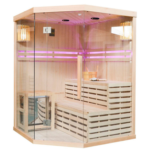 SAUNA FIŃSKA WYSOKOTEMPERATUROWA Z PIECEM OSLO4/HARVIA 6KW 4-5 OSOBOWA 150x150 CM