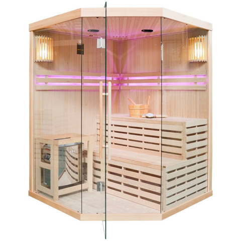 SAUNA FIŃSKA WYSOKOTEMPERATUROWA Z PIECEM OSLO4/HARVIA 6KW 4-5 OSOBOWA 150x150 CM