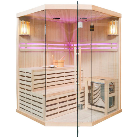 SAUNA FIŃSKA WYSOKOTEMPERATUROWA Z PIECEM OSLO4/HARVIA 6KW 4-5 OSOBOWA 150x150 CM