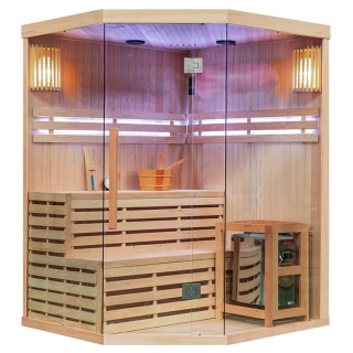 SAUNA FIŃSKA WYSOKOTEMPERATUROWA Z PIECEM OSLO7/HARVIA 8KW 5-6 OSOBOWA 180x180 CM