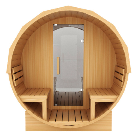 SAUNA OGRODOWA FIŃSKA BECZKA Z PIECEM TROMSO-FG 4-6 OSOBOWA 210x210 CM