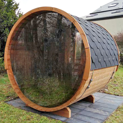 SAUNA OGRODOWA FIŃSKA BECZKA Z PIECEM TROMSO-FG 4-6 OSOBOWA 210x210 CM