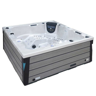 JACUZZI OGRODOWE WANNA SPA340 CAPPUCINO OBUDOWA SZARA DESKA 220x220 CM